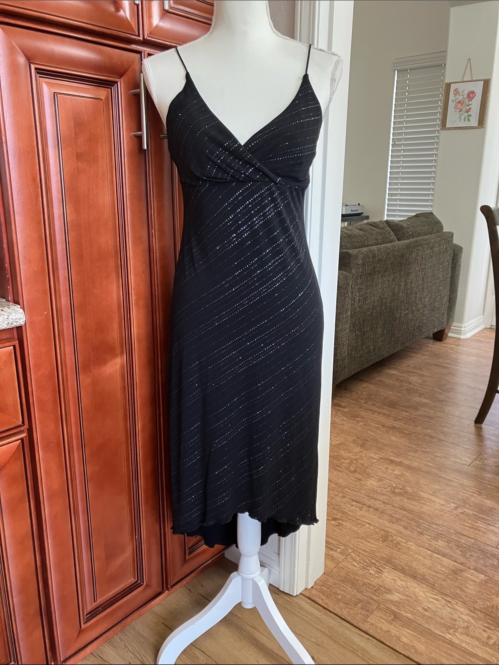 Y2K City Triangles Black Sparkle Midi Slip Dress